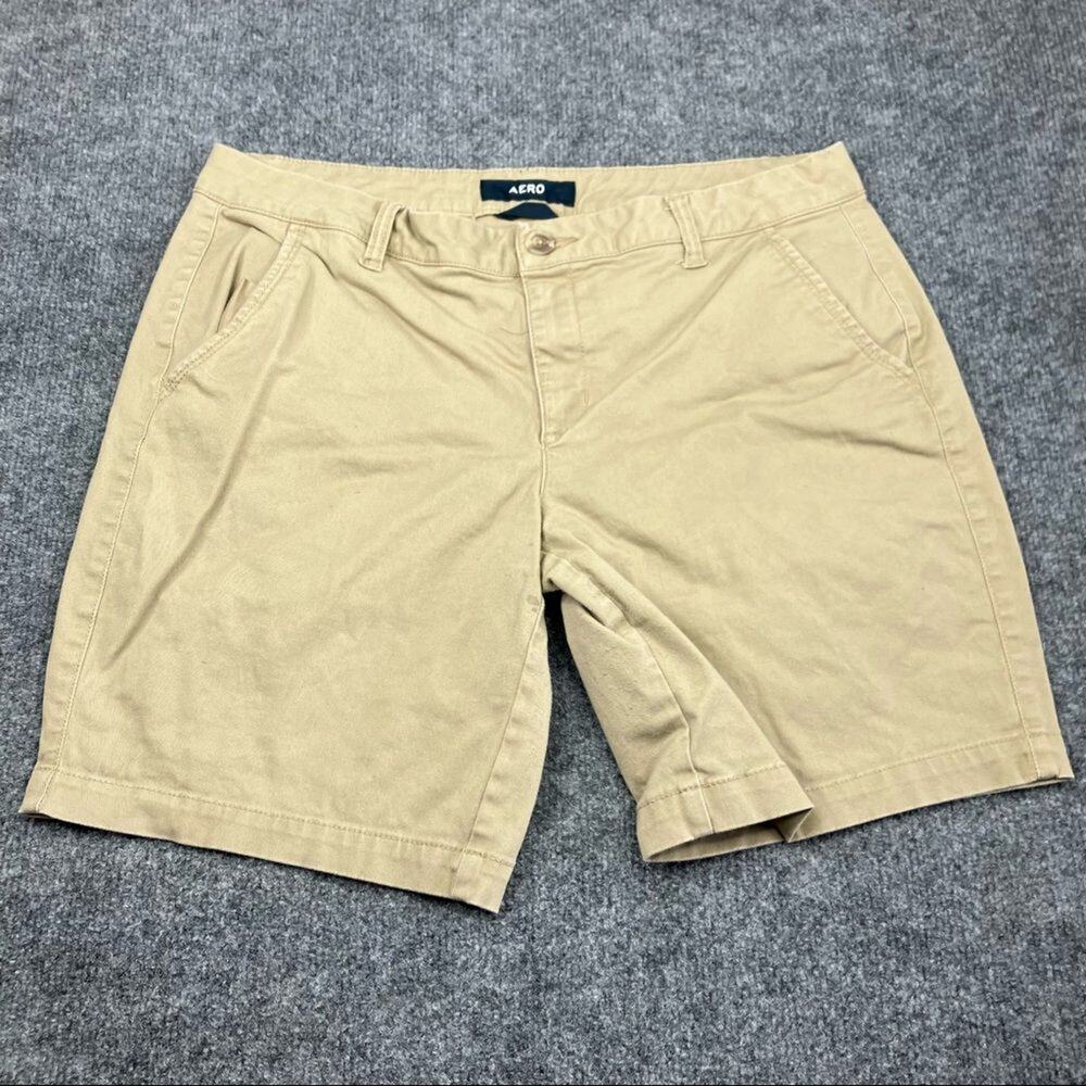 Aeropostale‎ Bermuda Shorts Womens 12 Khaki Flat Front Pockets School Uniform
